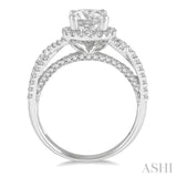 1/2 ctw Circular Center Criss-Cross Shank Round Cut Diamond Semi-Mount Engagement Ring in 14K White Gold