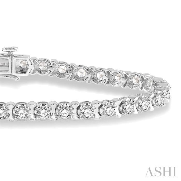 4 Ctw Round Cut Diamond Tennis Tulip Bracelet in 14K White Gold