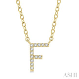 1/20 Ctw Initial 'F' Round Cut Diamond Pendant With Chain in 10K Yellow Gold