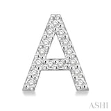 1/10 Ctw Initial 'A' Round Cut Diamond Earrings in 10K White Gold