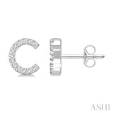 1/10 Ctw Initial 'C' Single Cut Diamond Earrings in 10K White Gold