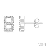 1/8 Ctw Initial 'B' Round Cut Diamond Earrings in 10K White Gold