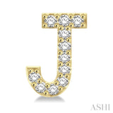 1/10 Ctw Initial 'J' Round Cut Diamond Earrings in 10K Yellow Gold