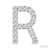 1/10 Ctw Initial 'R' Round Cut Diamond Earrings in 10K White Gold