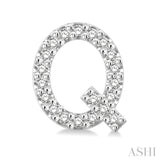 1/8 Ctw Initial 'Q' Round Cut Diamond Earrings in 10K White Gold