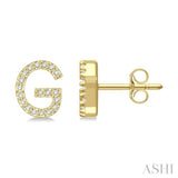 1/8 Ctw Initial 'G' Round Cut Diamond Earrings in 10K Yellow Gold