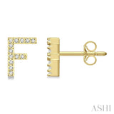 1/10 Ctw Initial 'F' Round Cut Diamond Earrings in 10K Yellow Gold