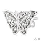 1/10 Ctw Petite Butterfly Round Cut Diamond Fashion Stud Earring in 10K White Gold