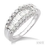 1 ctw Baguette and Round Cut Diamond Band in 14K White Gold