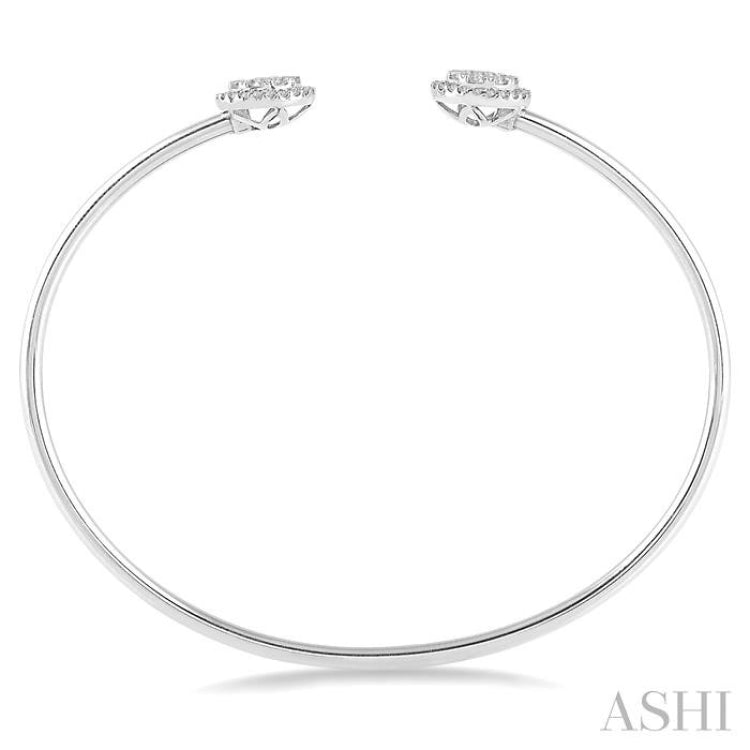 5/8 ctw Lovebright Round Open Cuff Diamond Bangle in 14K White Gold
