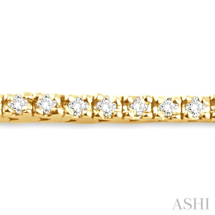 1 ctw Square Shape Round Cut Diamond Tennis Bracelet in 14K Yellow Gold