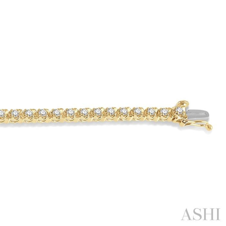 2 Ctw Round Cut Diamond Tennis Tulip Bracelet in 14K Yellow Gold