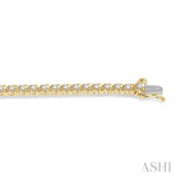 2 Ctw Round Cut Diamond Tennis Tulip Bracelet in 14K Yellow Gold