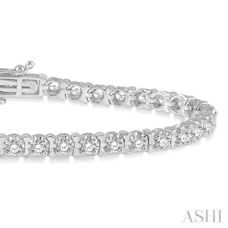 3 Ctw Round Cut Diamond Tennis Tulip Bracelet in 14K White Gold