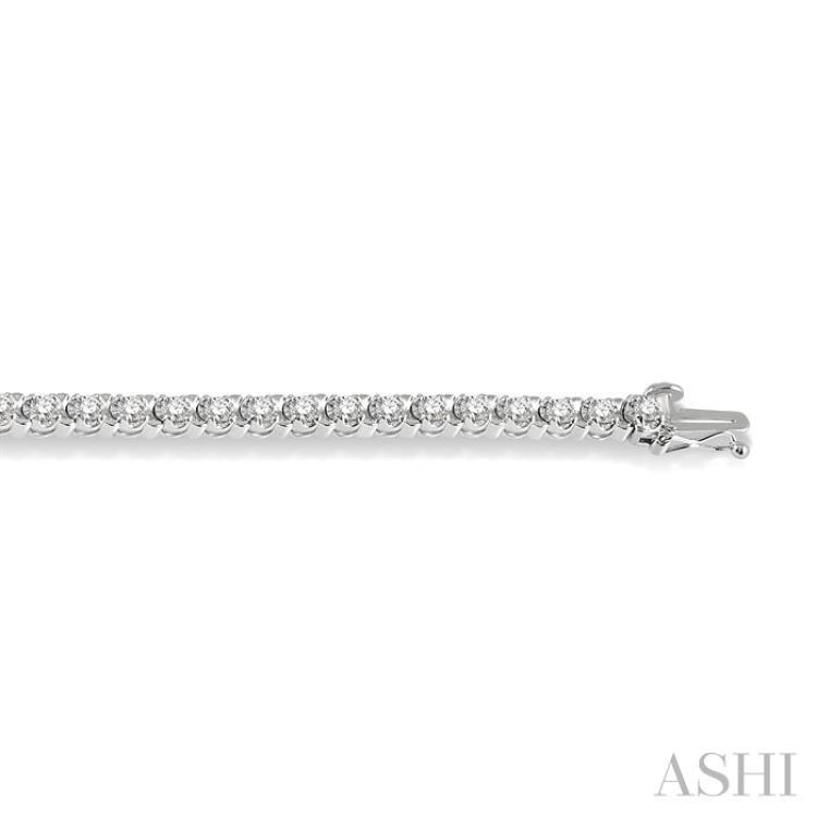 3 Ctw Round Cut Diamond Tennis Tulip Bracelet in 14K White Gold