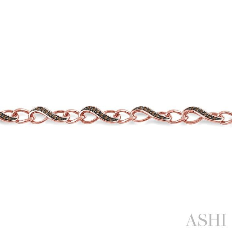 1/4 ctw Round cut Champagne Brown Diamond Infinity Bracelet in 10K Rose Gold