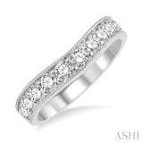 1 ctw Arched Round Cut Diamond Wedding Band in 14K White Gold