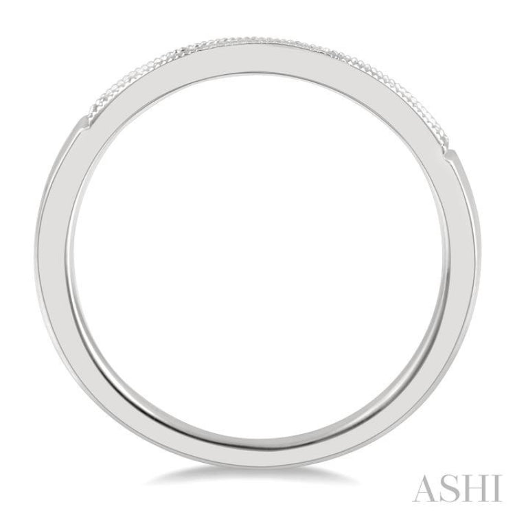 1/10 ctw Arched Round Cut Diamond Wedding Band in 14K White Gold