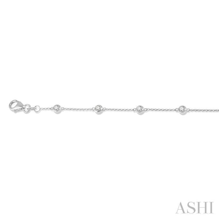 1/2 Ctw Circular Mount Round Cut Diamond Station Bracelet in 14K White Gold