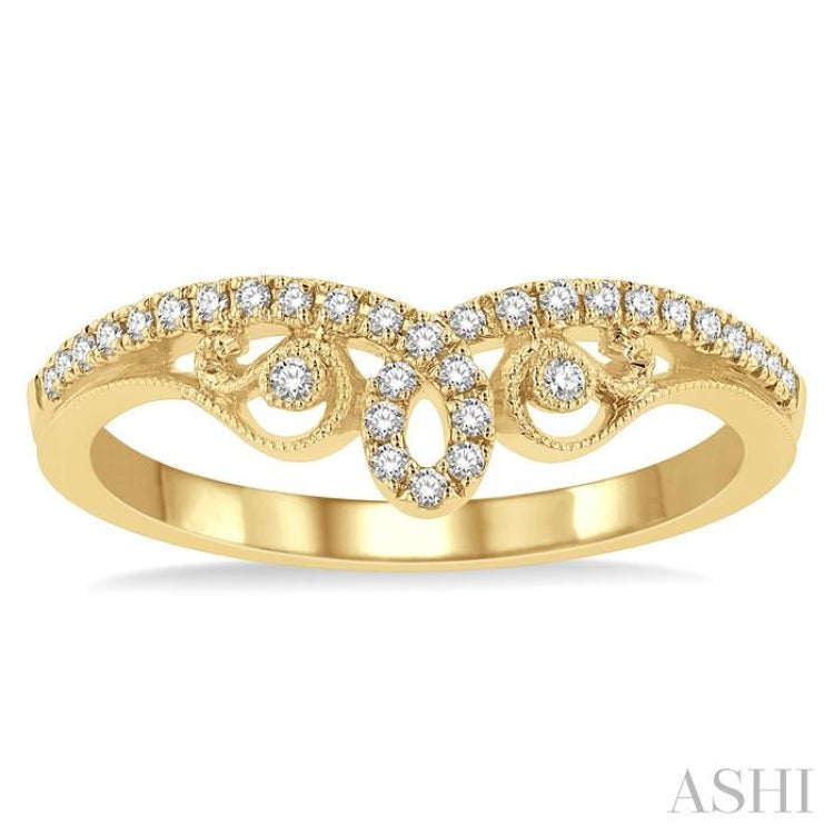 1/6 ctw Chevron Loop Lattice Round Cut Diamond Wedding Band in 14K Yellow Gold