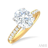 1/3 ctw Oval Shape Round Cut Diamond Semi Mount Engagement Ring in 14K Yellow and White Gold