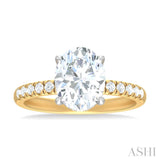 1/3 ctw Oval Shape Round Cut Diamond Semi Mount Engagement Ring in 14K Yellow and White Gold