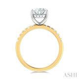 1/3 ctw Oval Shape Round Cut Diamond Semi Mount Engagement Ring in 14K Yellow and White Gold