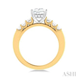 1 ctw Princess Shape Emerald and Round Cut Diamond Semi Mount Engagement Ring in 14K Yellow and White Gold