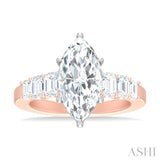 1 1/5 ctw Marquise Shape Emerald and Round Cut Diamond Semi Mount Engagement Ring in 14K Rose and White Gold