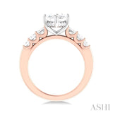 1 1/5 ctw Marquise Shape Emerald and Round Cut Diamond Semi Mount Engagement Ring in 14K Rose and White Gold