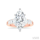 1 1/4 ctw Marquise Shape Emerald and Round Cut Diamond Semi Mount Engagement Ring in 14K Rose and White Gold