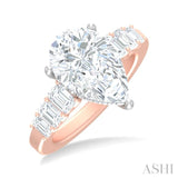 1 1/4 ctw Pear Shape Emerald and Round Cut Diamond Semi Mount Engagement Ring in 14K Rose and White Gold