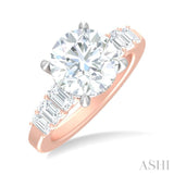 1 1/4 ctw Round Shape Emerald and Round Cut Diamond Semi Mount Engagement Ring in 14K Rose and White Gold