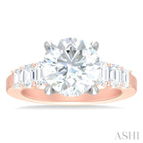 1 1/4 ctw Round Shape Emerald and Round Cut Diamond Semi Mount Engagement Ring in 14K Rose and White Gold