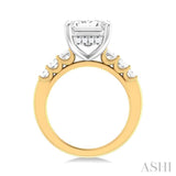 1 1/4 ctw Emerald Shape Emerald and Round Cut Diamond Semi Mount Engagement Ring in 14K Yellow and White Gold