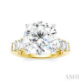 1 1/4 Ctw Round Shape Emerald and Round Cut Diamond Semi-Mount Engagement Ring in 14K Yellow and White Gold