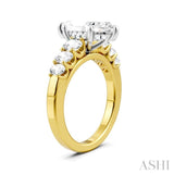 1 Ctw Marquise Shape Oval and Round Cut Diamond Semi-Mount Engagement Ring in 14K Yellow and White Gold