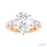 1 1/4 Ctw Pers Shape Oval and Round Cut Diamond Semi-Mount Engagement Ring in 14K Rose and White Gold