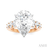 1 1/4 Ctw Pers Shape Oval and Round Cut Diamond Semi-Mount Engagement Ring in 14K Rose and White Gold