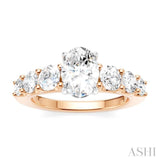 1 Ctw Oval Shape Round Cut Diamond Semi-Mount Engagement Ring in 14K Rose and White Gold