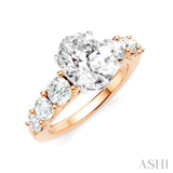 1 Ctw Oval Shape Round Cut Diamond Semi-Mount Engagement Ring in 14K Rose and White Gold
