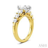 1 Ctw Marquise Shape Round Cut Diamond Semi-Mount Engagement Ring in 14K Yellow and White Gold