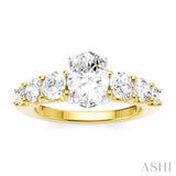 1 Ctw Oval Shape Round Cut Diamond Semi-Mount Engagement Ring in 14K Yellow and White Gold
