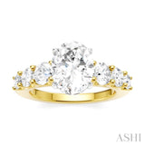 1 Ctw Oval Shape Round Cut Diamond Semi-Mount Engagement Ring in 14K Yellow and White Gold