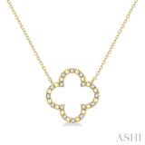 1/10 Ctw Round Cut Diamond Clover Pendant in Gold Plated Sterling Silver with Chain