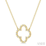 1/10 Ctw Round Cut Diamond Clover Pendant in Gold Plated Sterling Silver with Chain