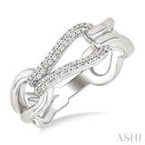 1/10 Ctw Open Window Bold Knot Link Single Cut Diamond Fashion Ring in Sterling Silver