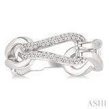 1/10 Ctw Open Window Bold Knot Link Single Cut Diamond Fashion Ring in Sterling Silver