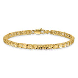 14K Polished 4mm Diamond-Cut Squares 7.25 inch Bracelet