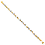 14k with White Rhodium Polished Diamond-cut X-and-Heart 7 inch Bracelet